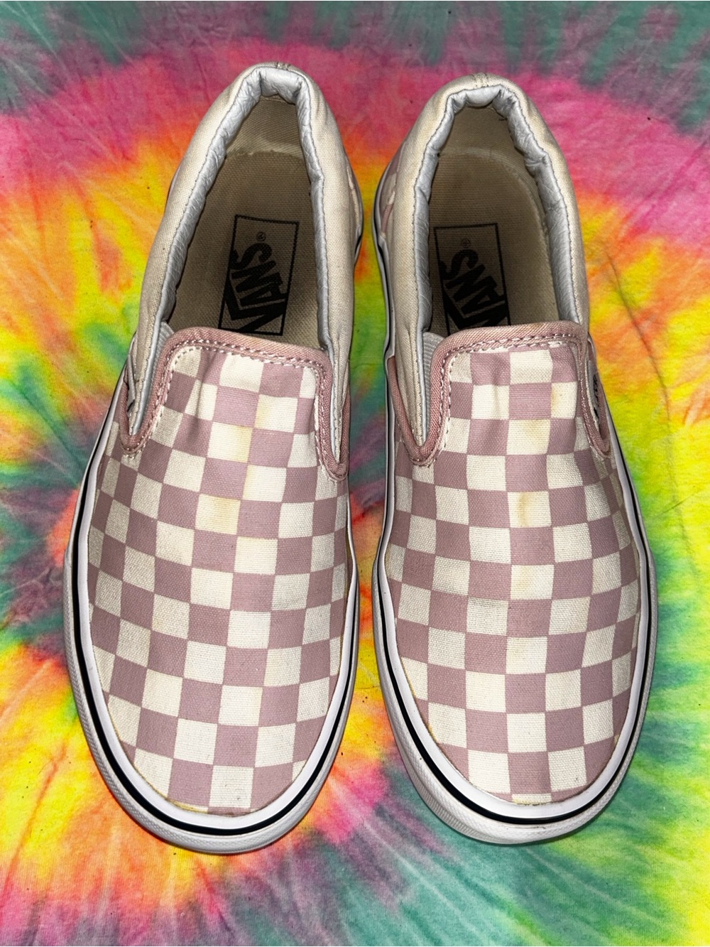Vans adult Slip-On Checkerboard Pink and Cream